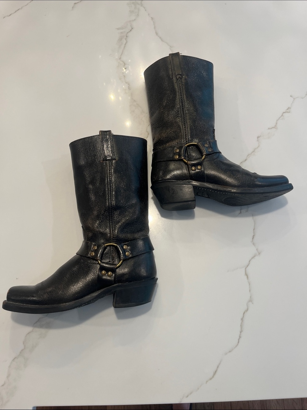 Frye Women’s 12R Black Distressed Vintage Leather Harness Boots Size US 8.5 - Picture 11 of 16